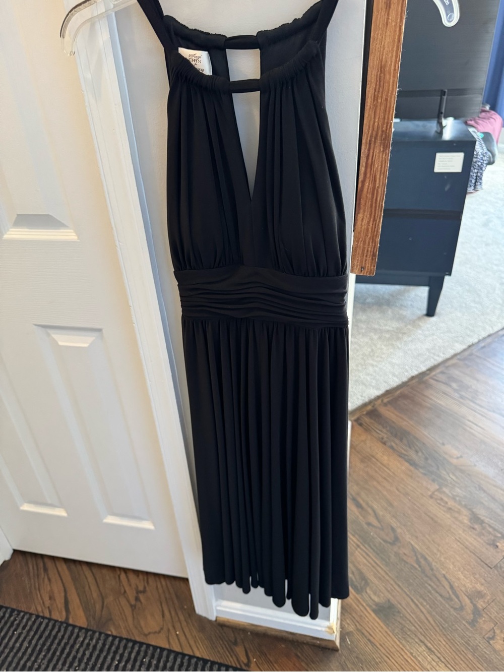 Women’s Black Halter Pleated Cocktail Dress